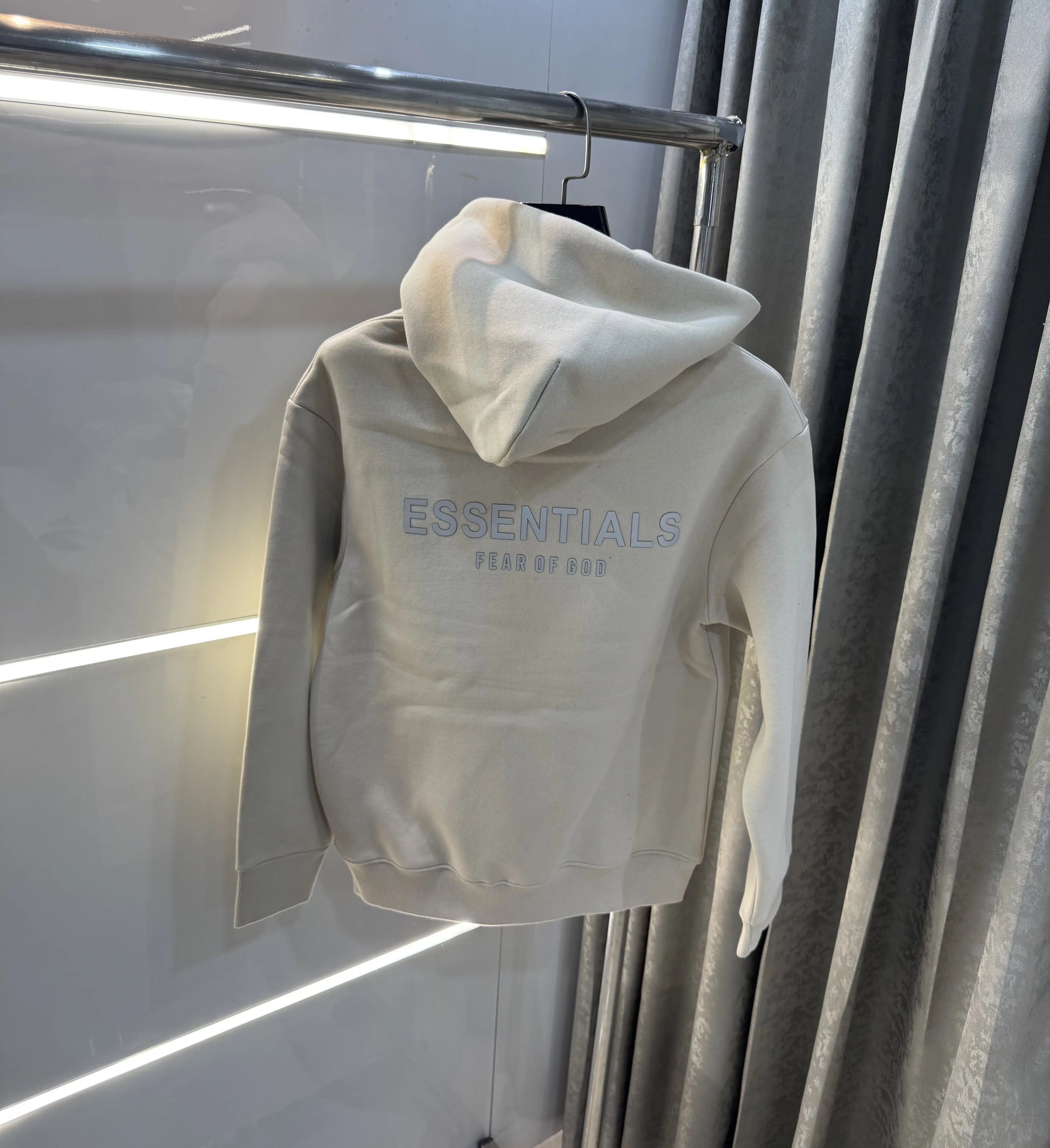 Essential Cream Logo Work Imported Hoodie