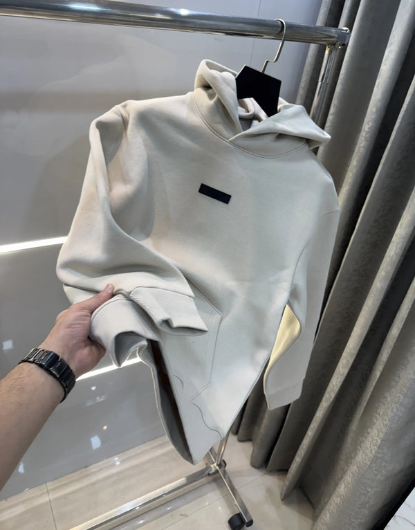 Essential Cream Logo Work Imported Hoodie