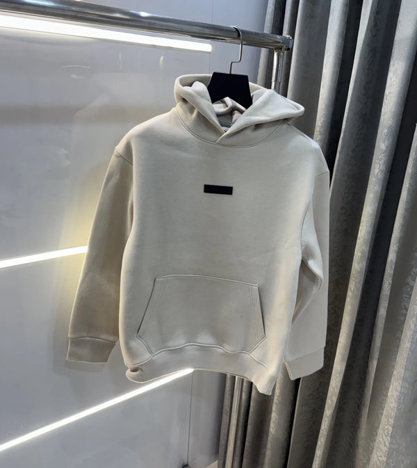 Essential Cream Logo Work Imported Hoodie