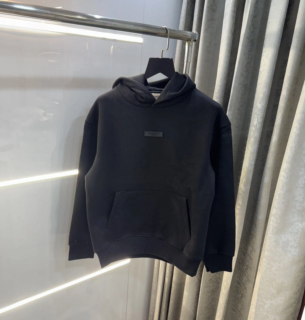 Essential Black Logo Work Imported Hoodie