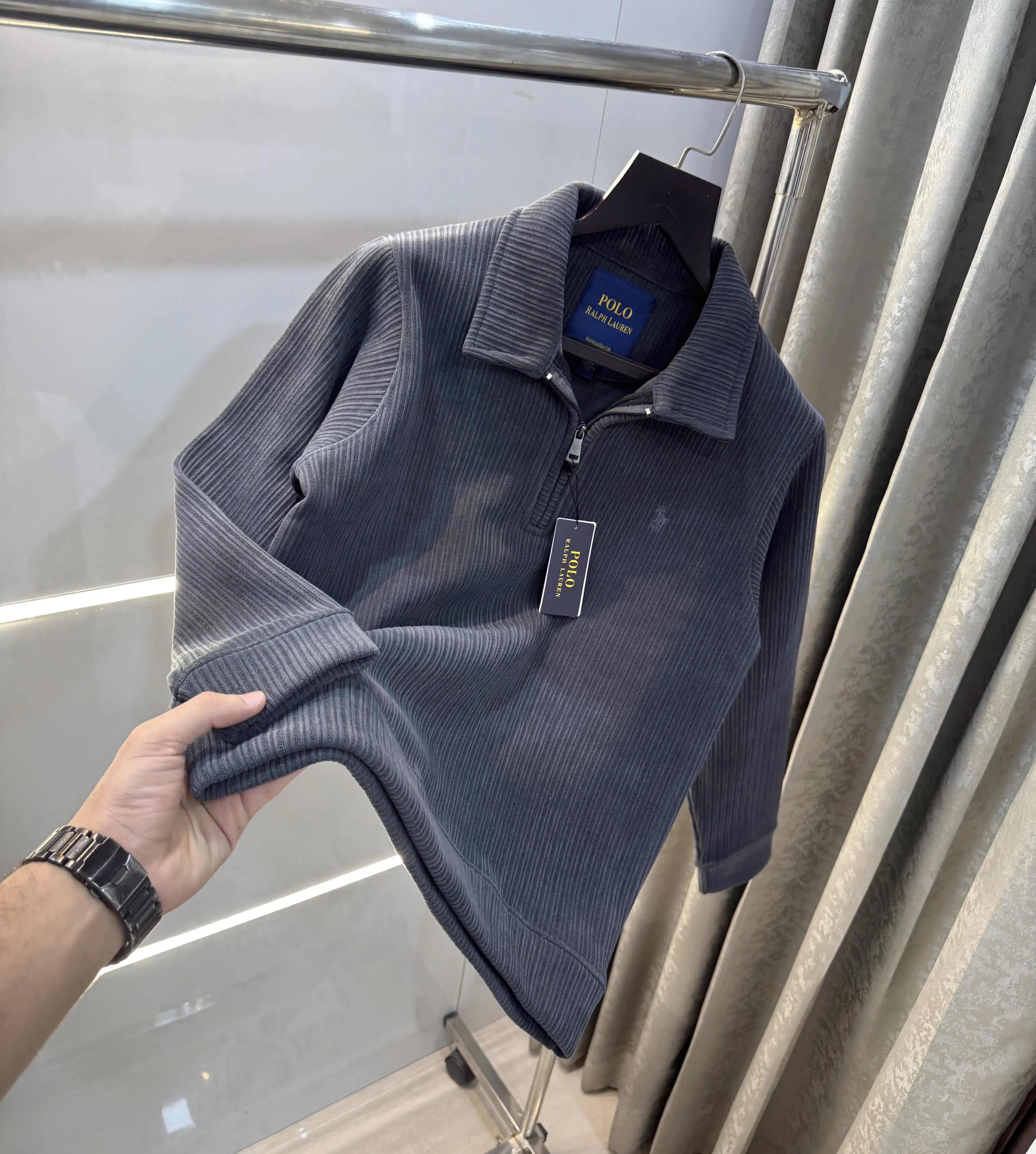 Ralph  Lauren Grey Cord Imported Pull Sweatshirt Main image