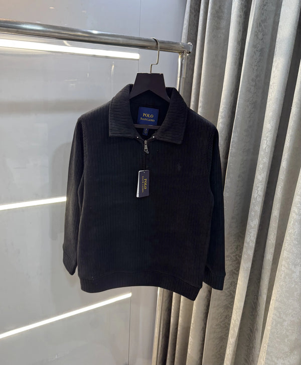Ralph  Lauren Black Cord Imported Pull Sweatshirt