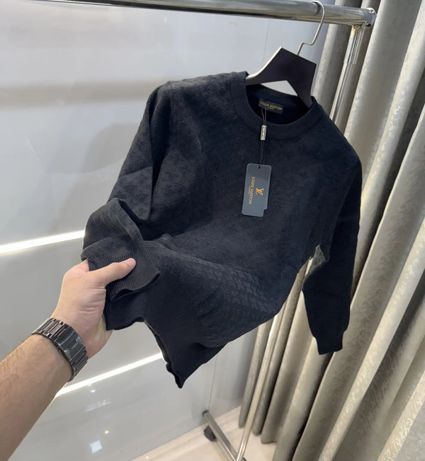 Louis  Vuitton Black Logo Work Imported Pull Over