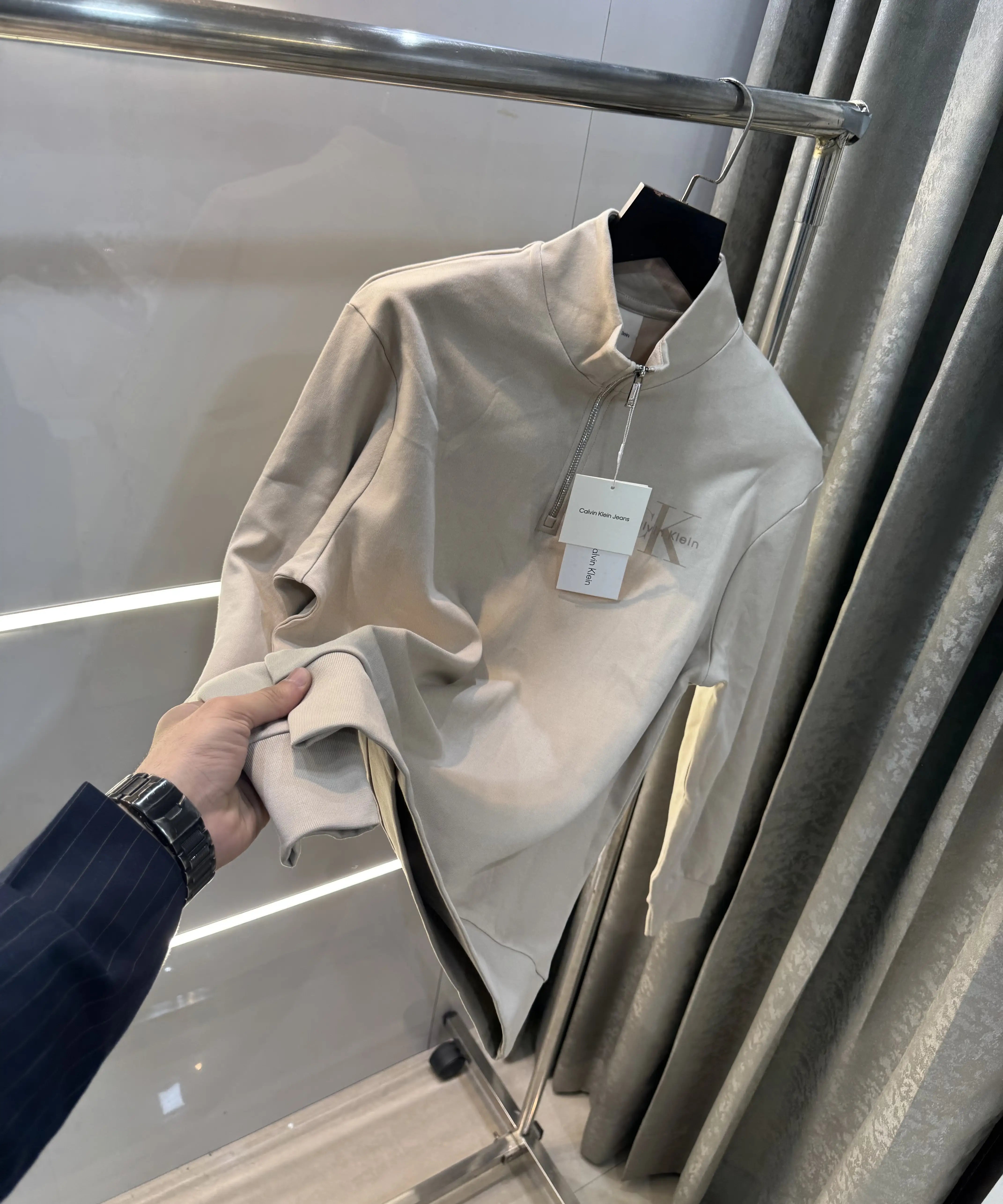 Calvin  Klein Cream Zip Premium Sweatshirt Secondary image