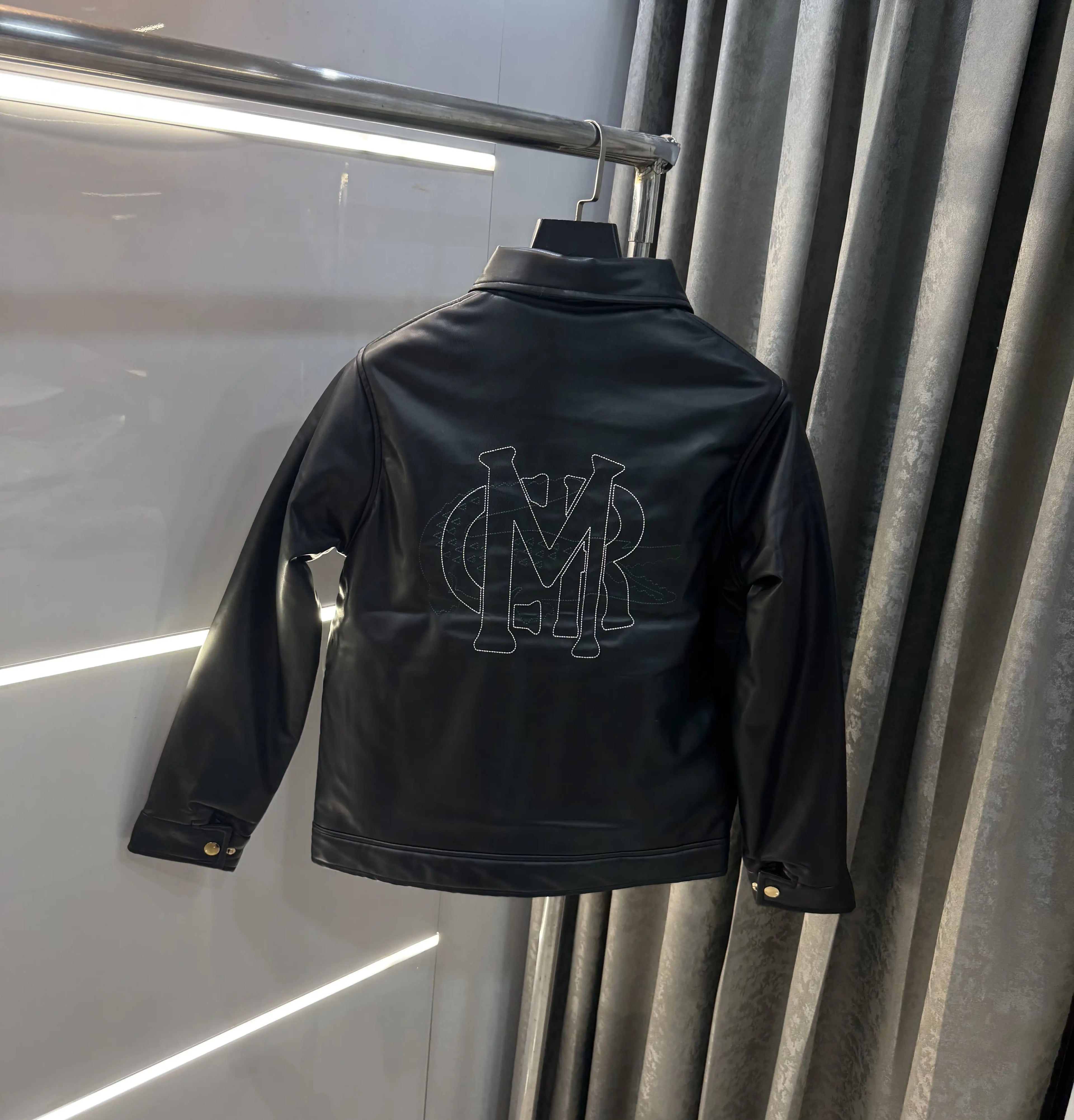 Lacost e Black Back Work Imported Leather Jacket
