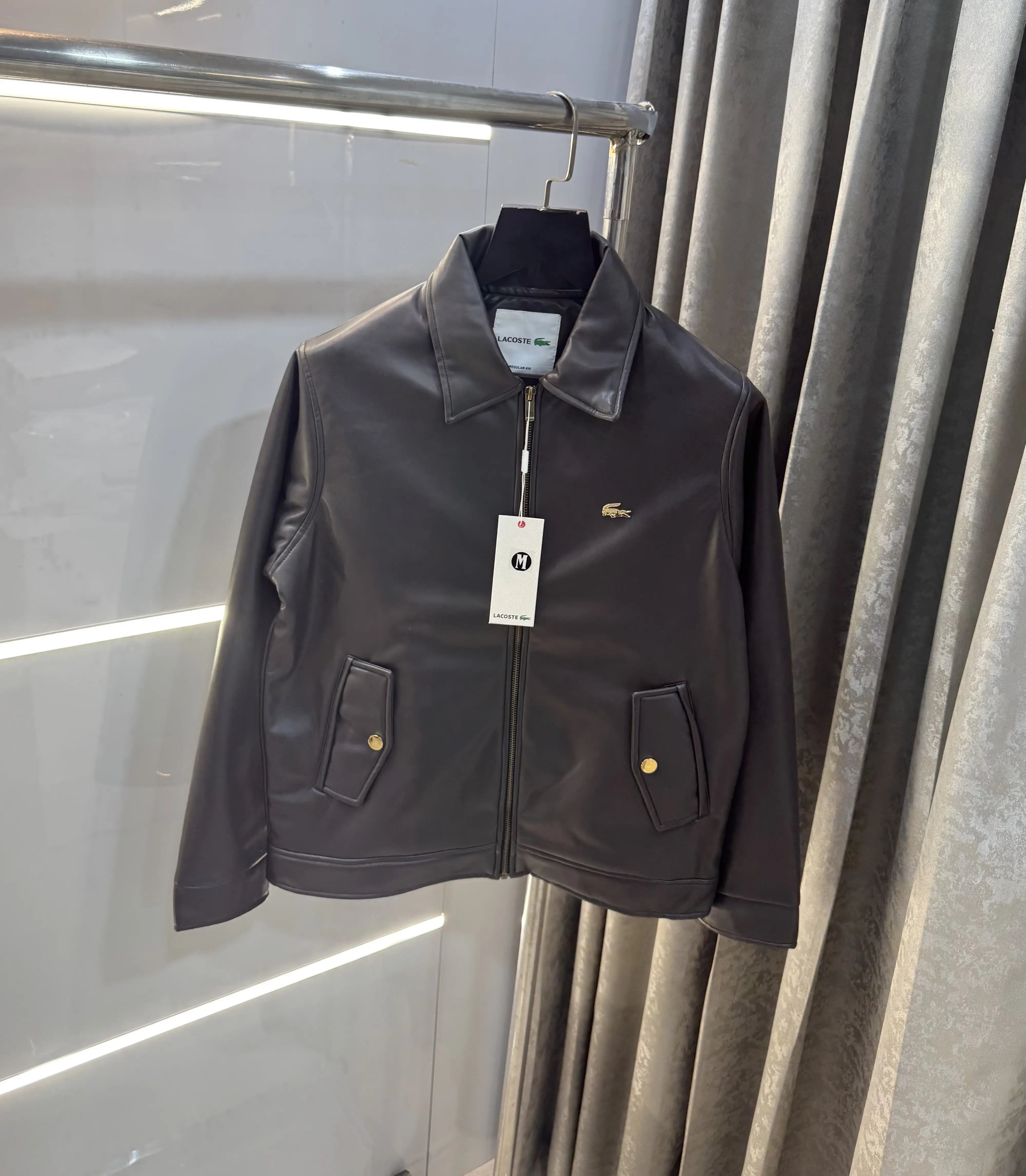 Lacost e Dark Brown Back Work Imported Leather Jacket Secondary image