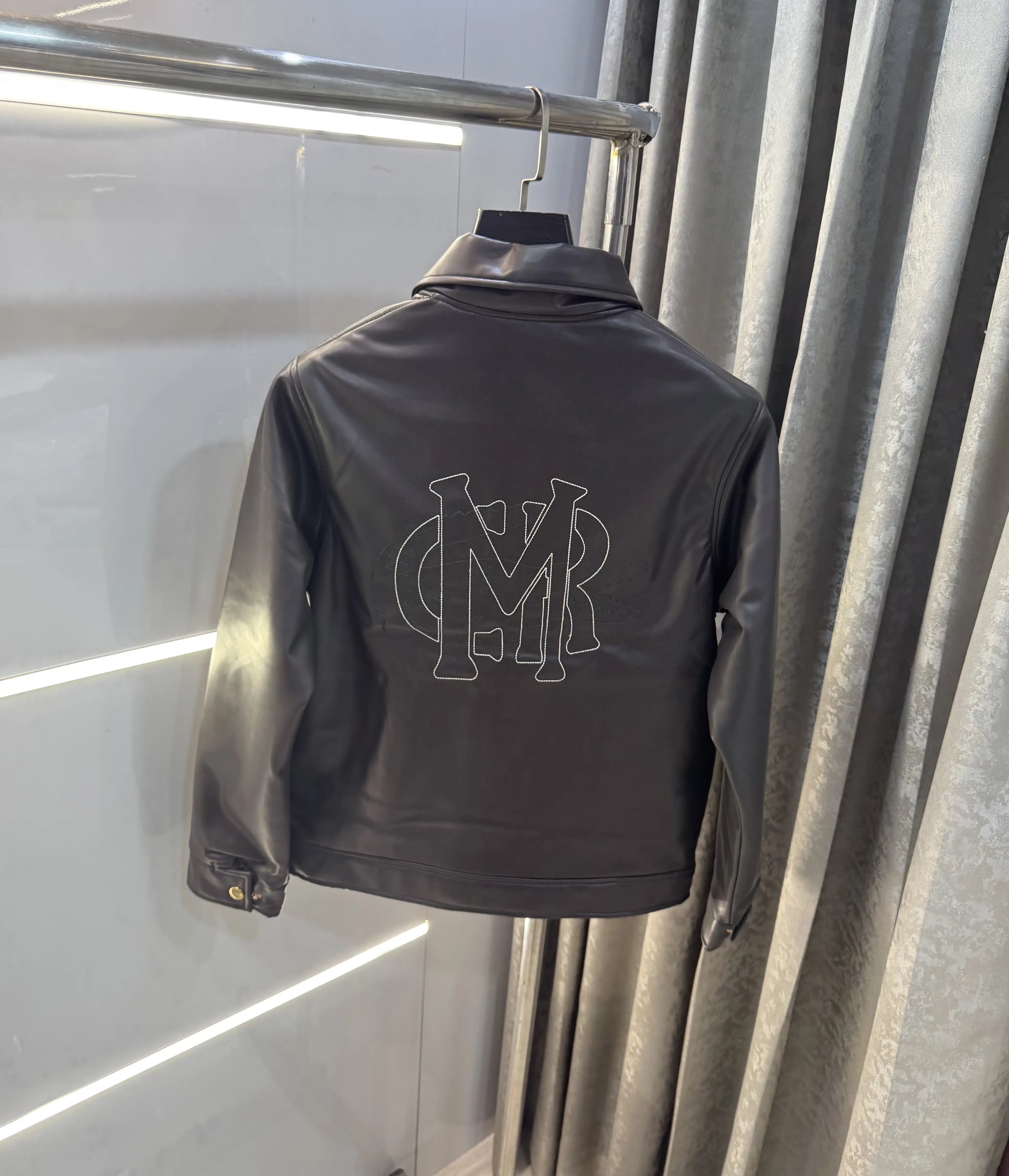 Lacost e Dark Brown Back Work Imported Leather Jacket Main image