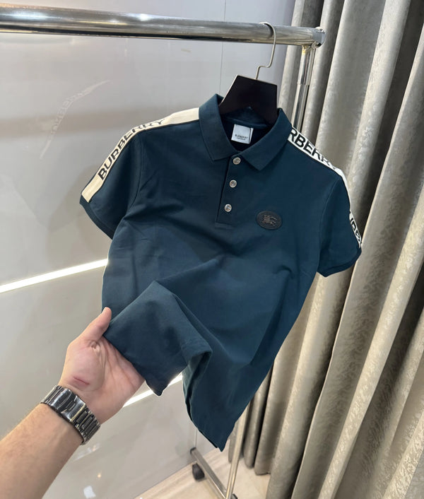 Burberr y Bottle Green Logo Work Imported Polo T-Shirt