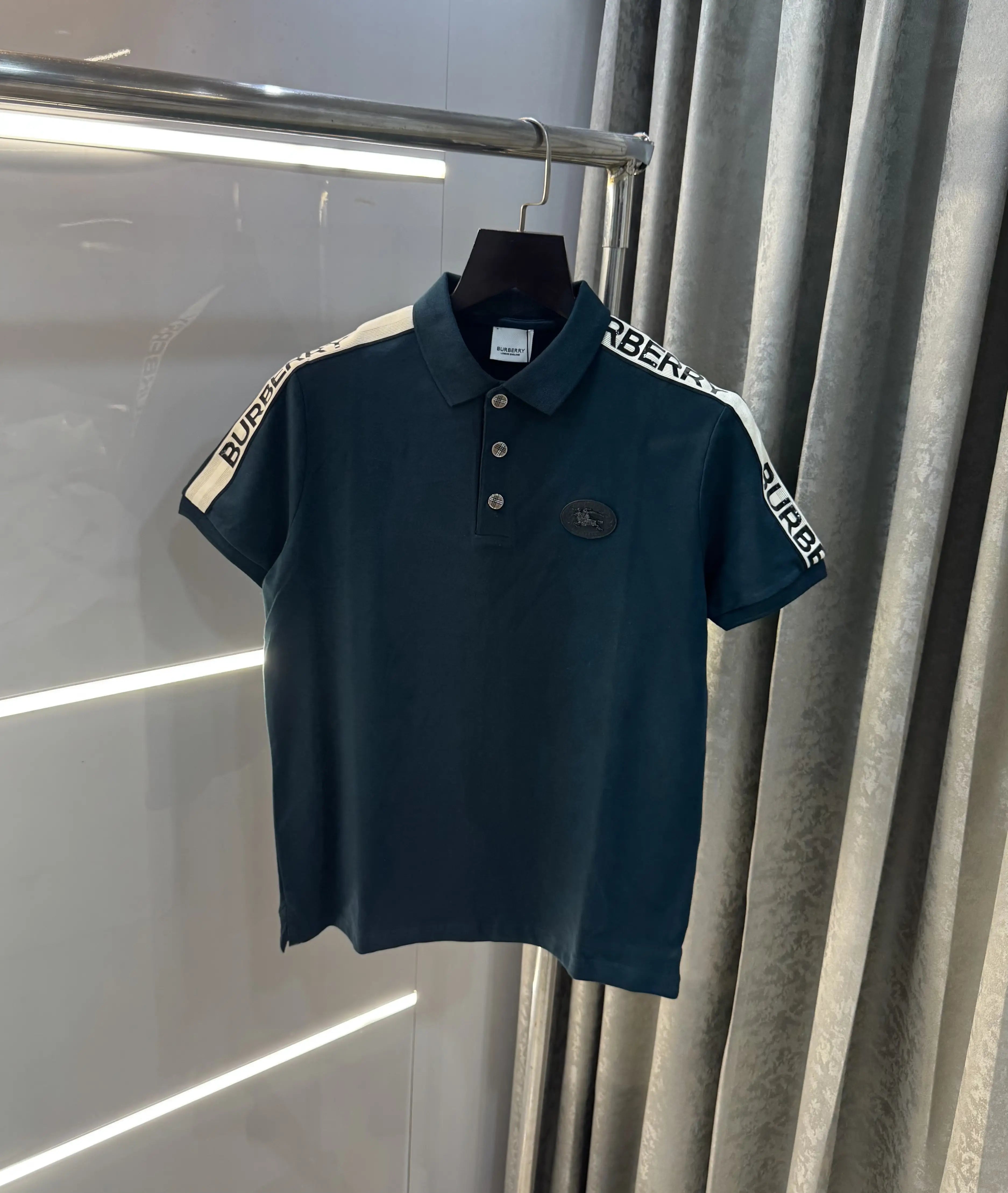 Burberr y Bottle Green Logo Work Imported Polo T-Shirt