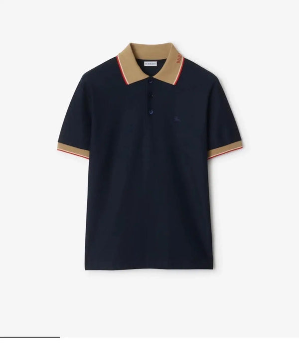 Burberr y Navy Blue Logo Work Imported Polo T-Shirt