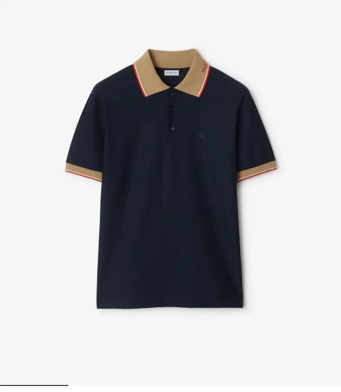 Burberr y Navy Blue Logo Work Imported Polo T-Shirt