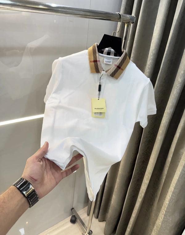 Burberr y White Logo Work Imported Polo T-Shirt