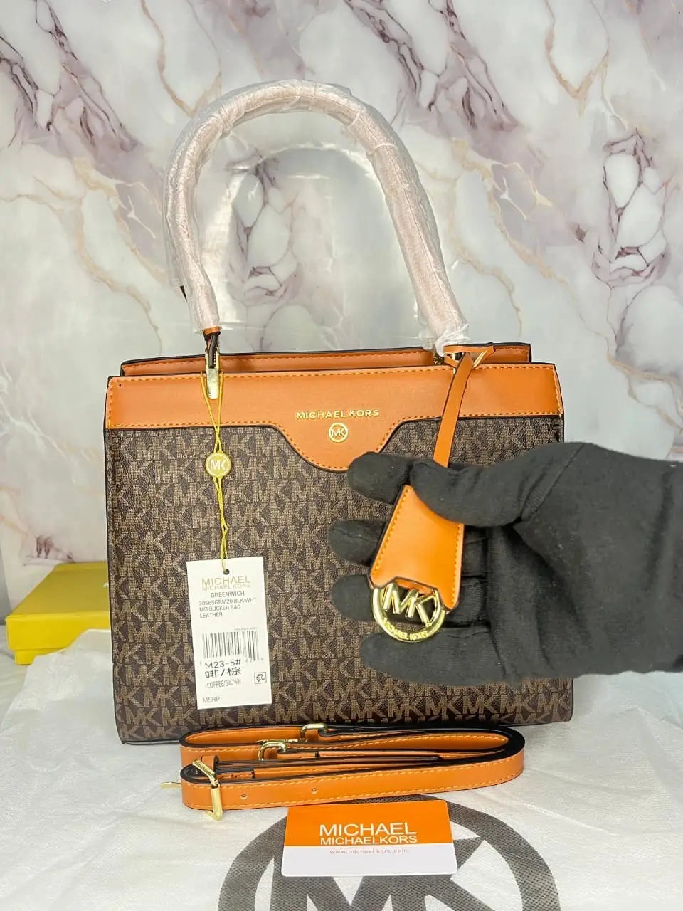 MK MICHAEL KORS MEDIUM SATCHEL BAG PREMIUM QUALITY WITH CARD KEYCHAIN AND DUSTBAG
