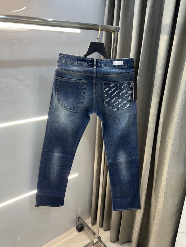 Prad a Milano Blue Pocket Logo Imported Denim