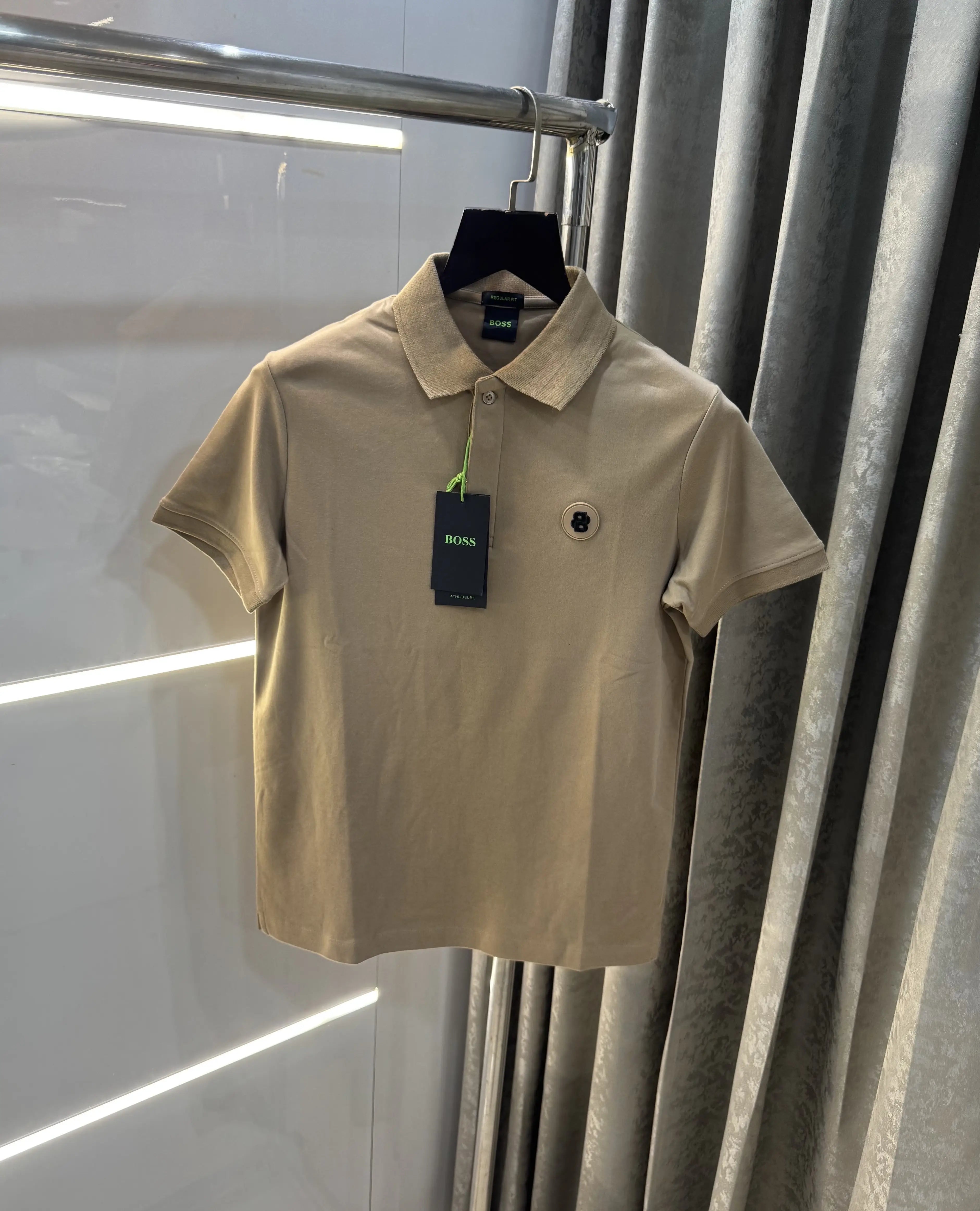 Copy Hugo  B0_ss Beige Premium Polo T-Shirt