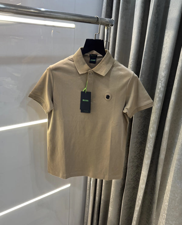 Copy Hugo  B0_ss Beige Premium Polo T-Shirt