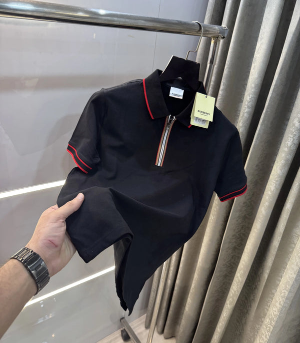 Burberr y Black Logo Work Imported Polo T-Shirt