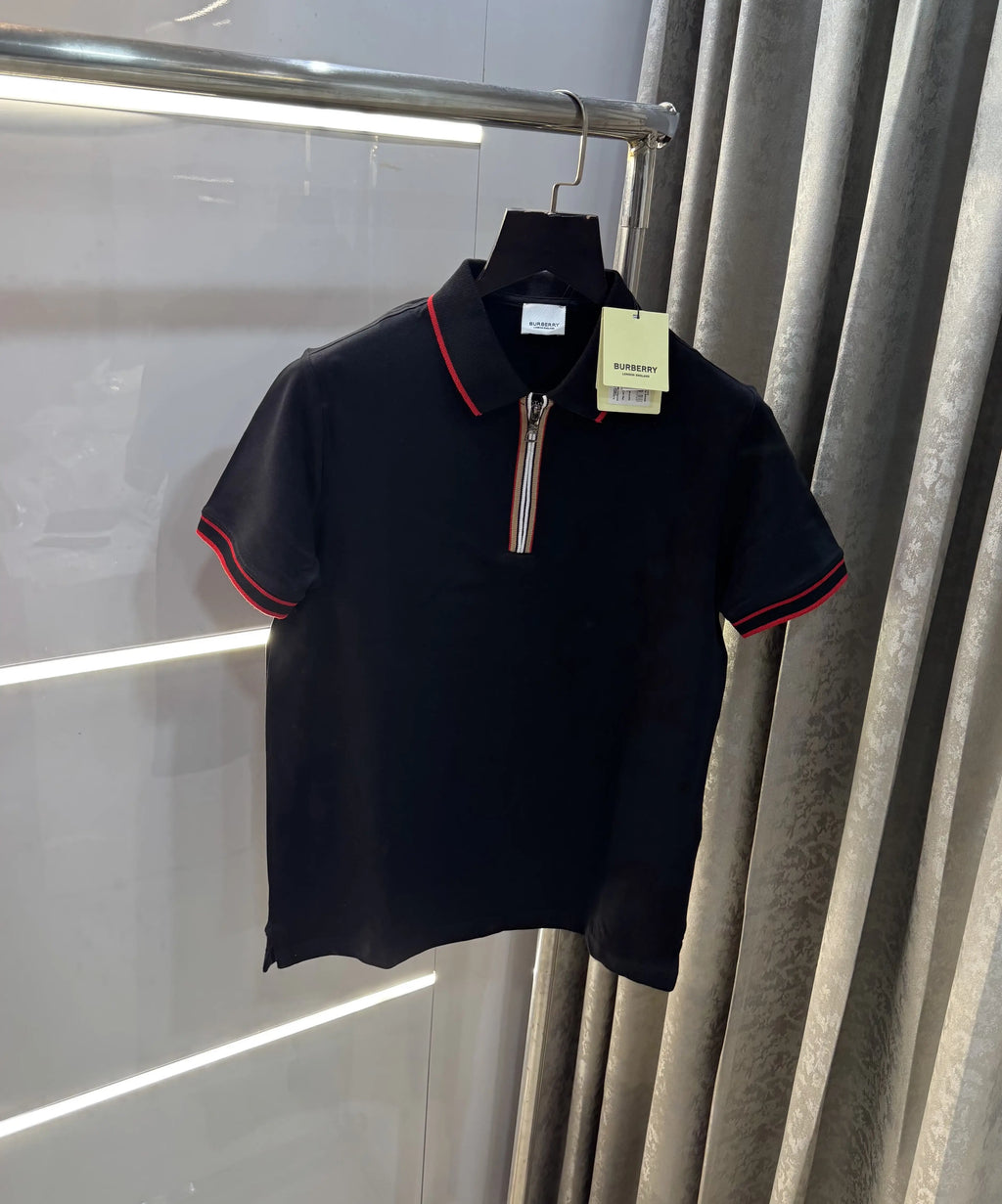 Burberr y Black Logo Work Imported Polo T-Shirt