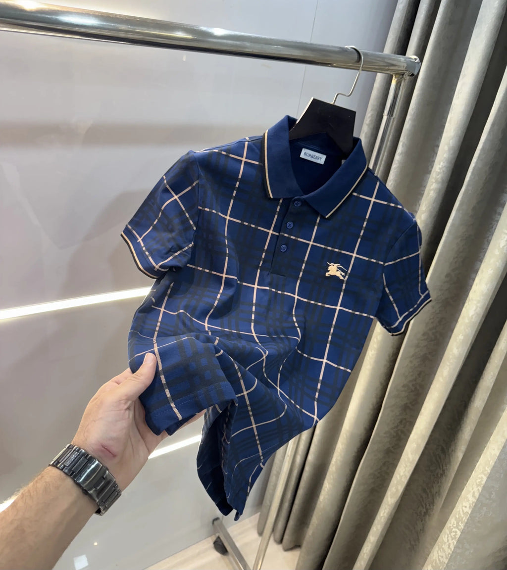 Burberr y Blue Logo Work Imported Polo T-Shirt