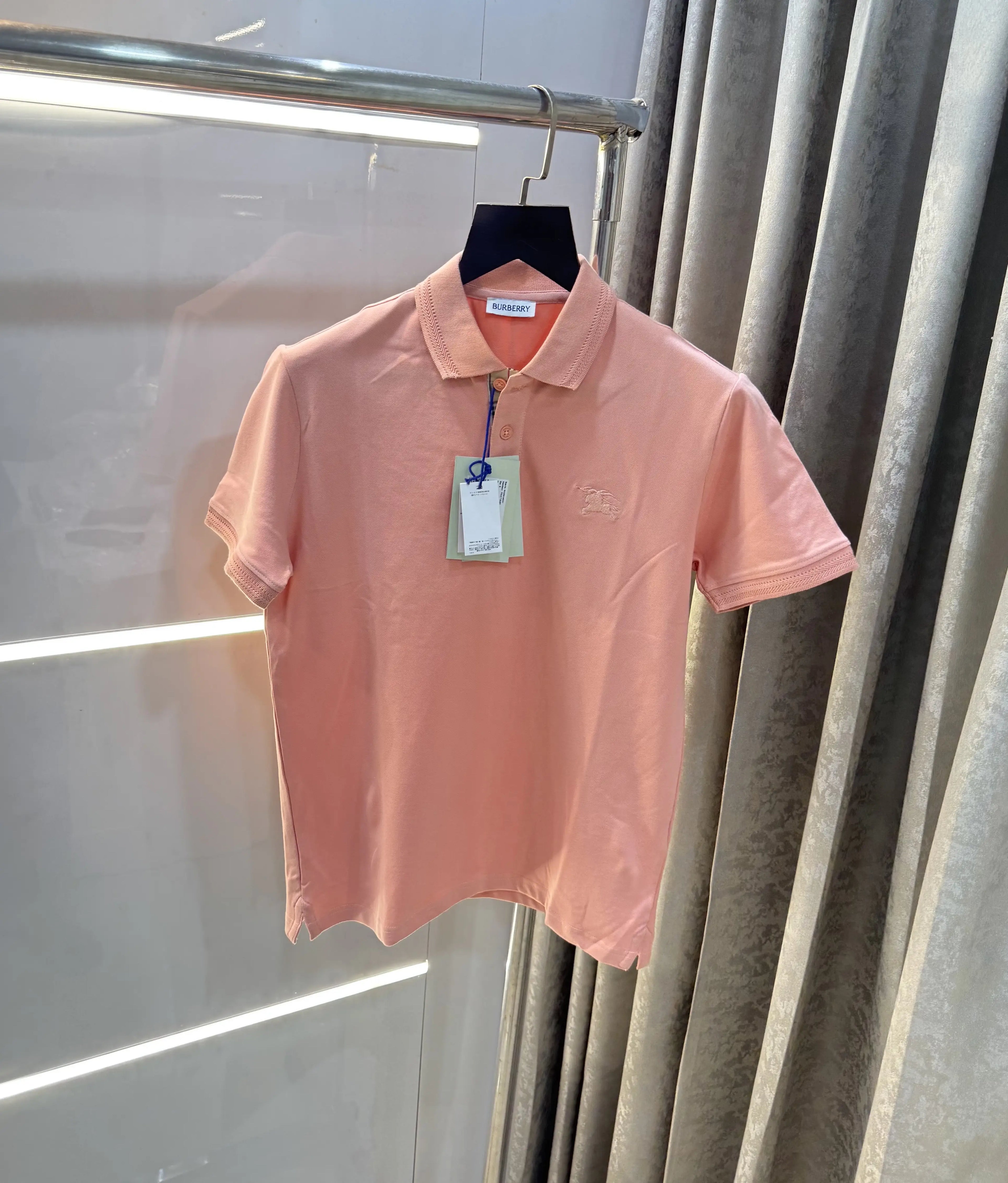 Burberr y Pink Logo Work Imported Polo T-Shirt