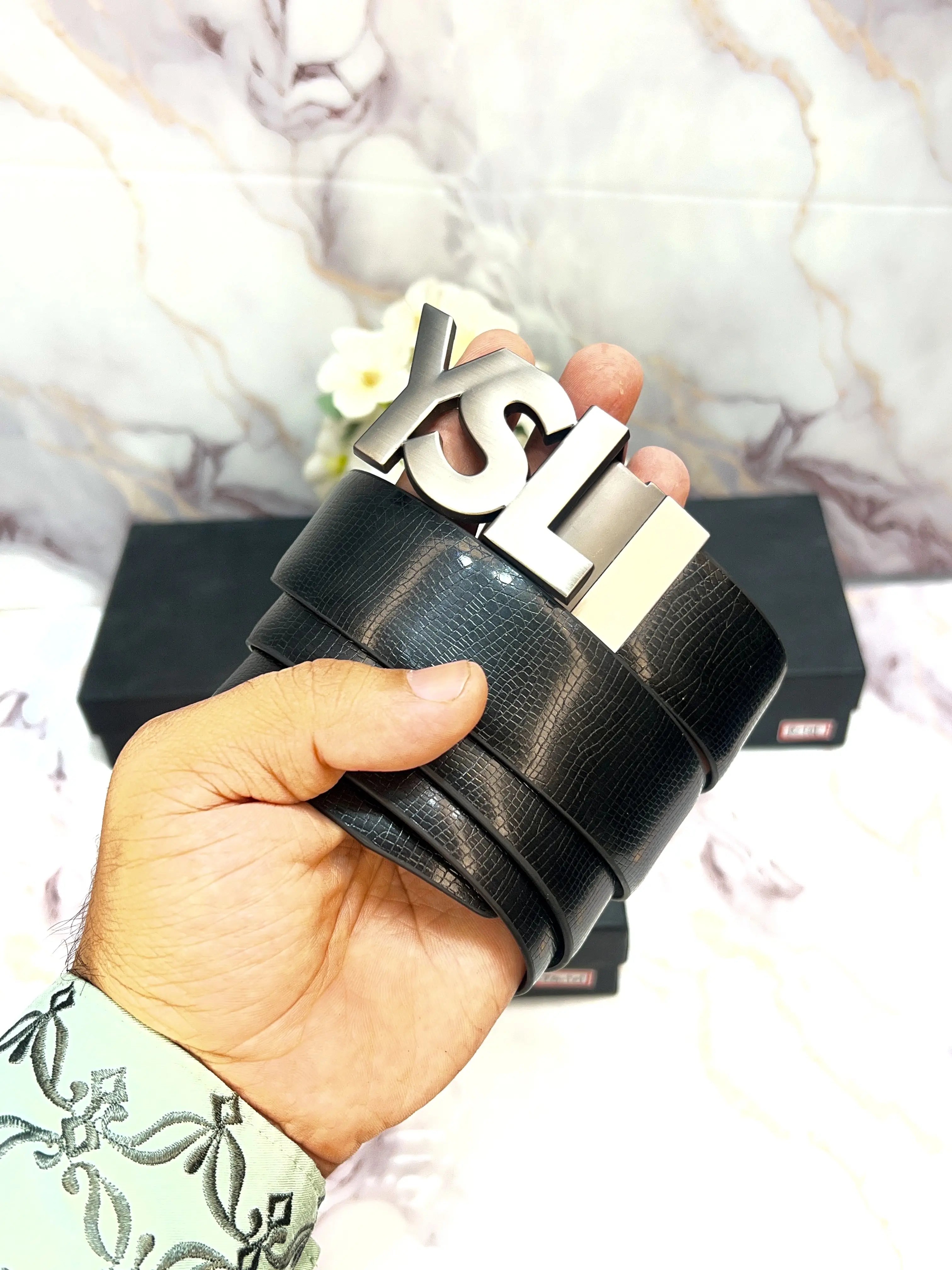 YSL PREMIUM QUALITY IMPORTED REVERSIBLE BELT WITH BOX