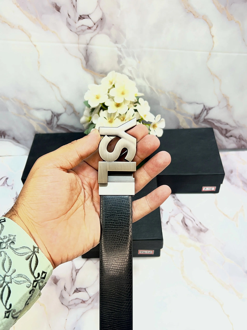 YSL PREMIUM QUALITY IMPORTED REVERSIBLE BELT WITH BOX