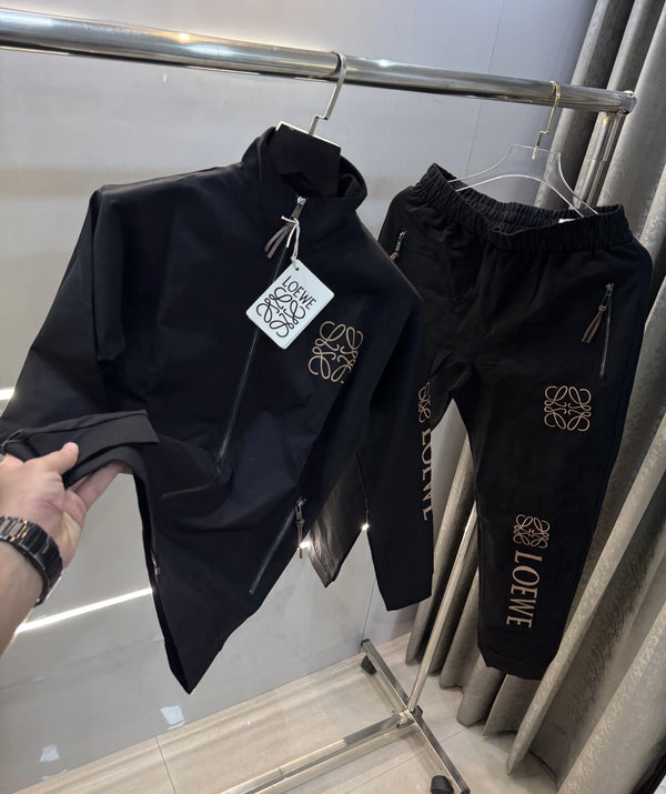 LOeW3 Black Embroidery Logo Imported Tracksuit