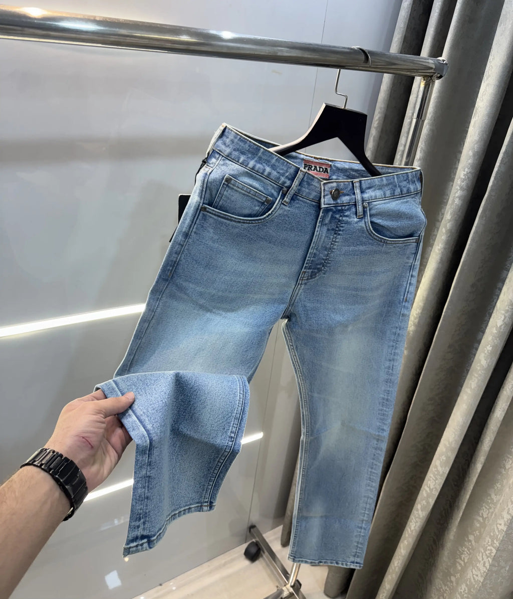 Prad a Milano Greenish Pocket Logo Imported Denim