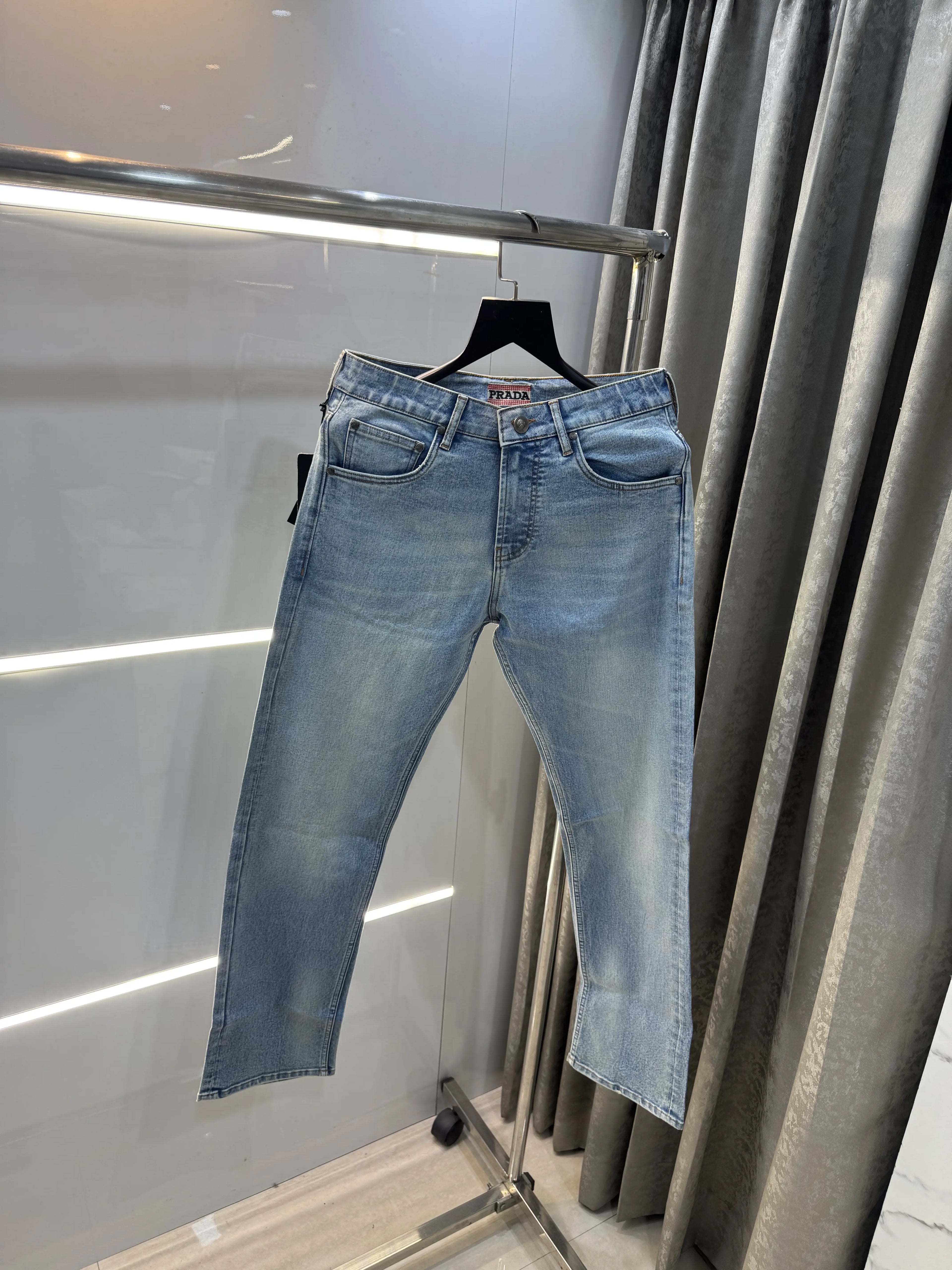 Prad a Milano Greenish Pocket Logo Imported Denim