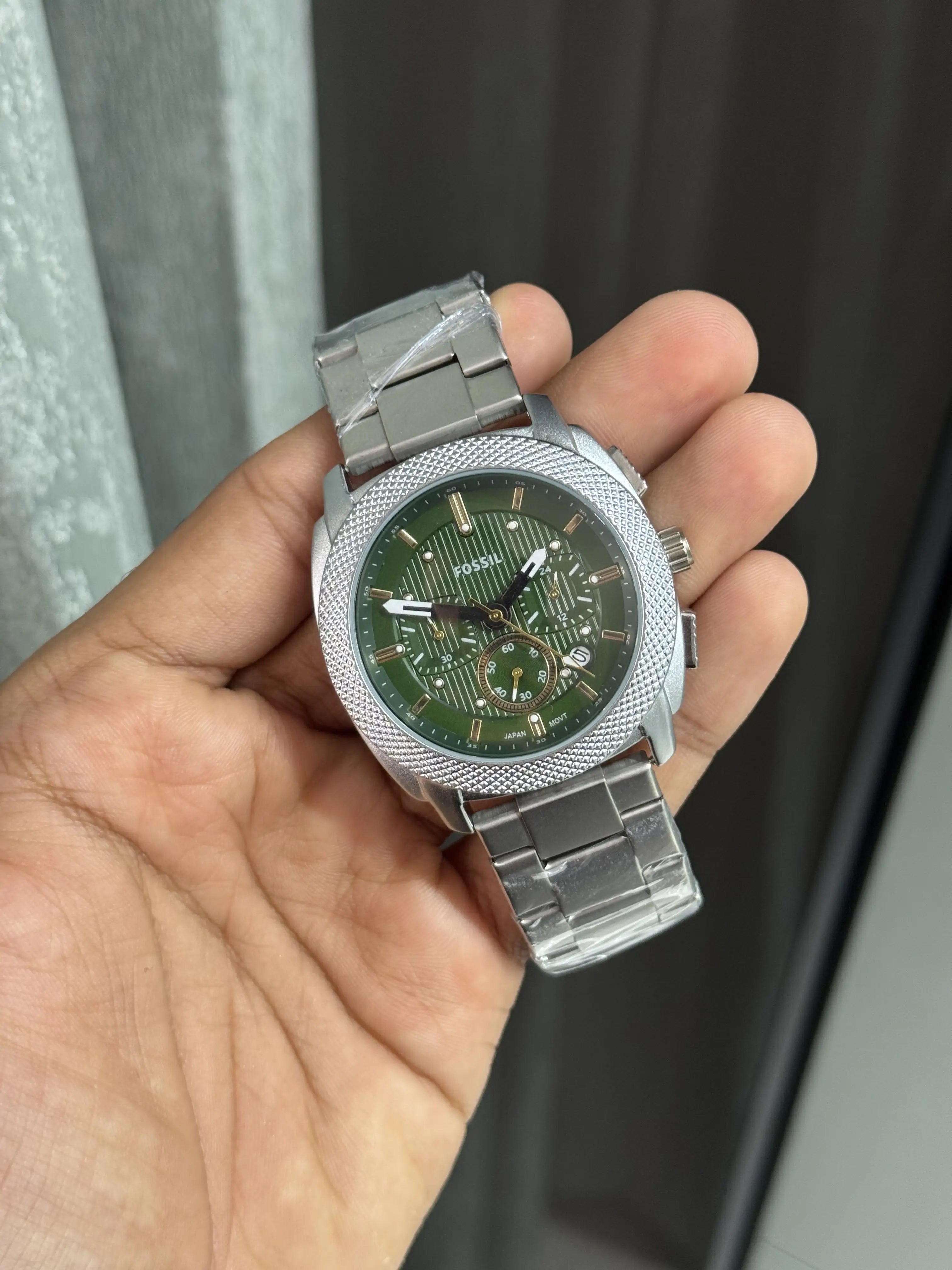 Fossi l Chronograph Silver Green Premium Shades