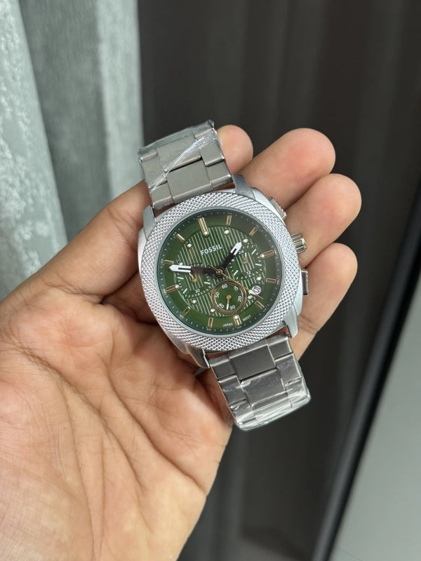 Fossi l Chronograph Silver Green Premium Shades
