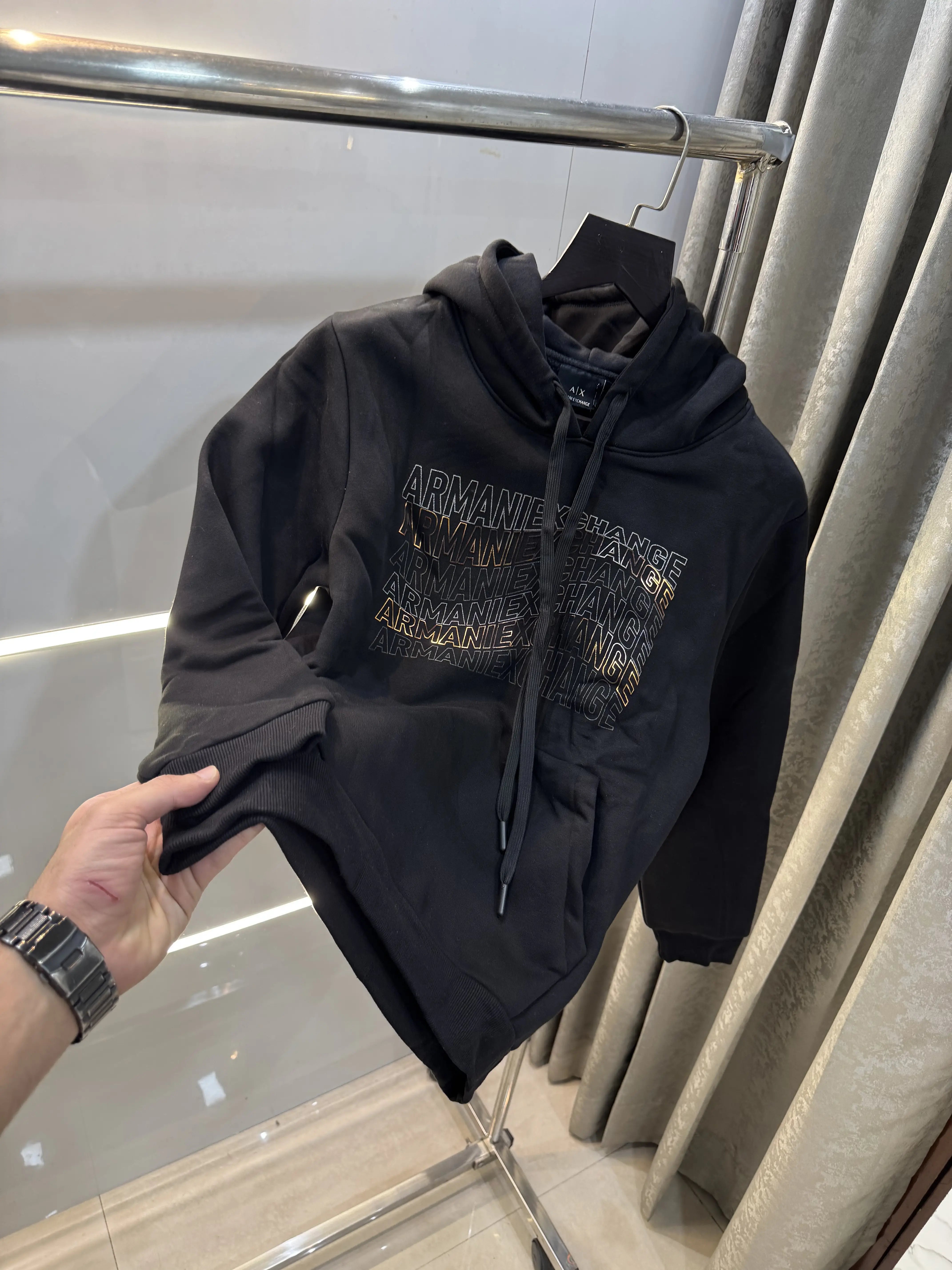 Arman i E....Xchange Black Logo Print Imported Hoodie Main image
