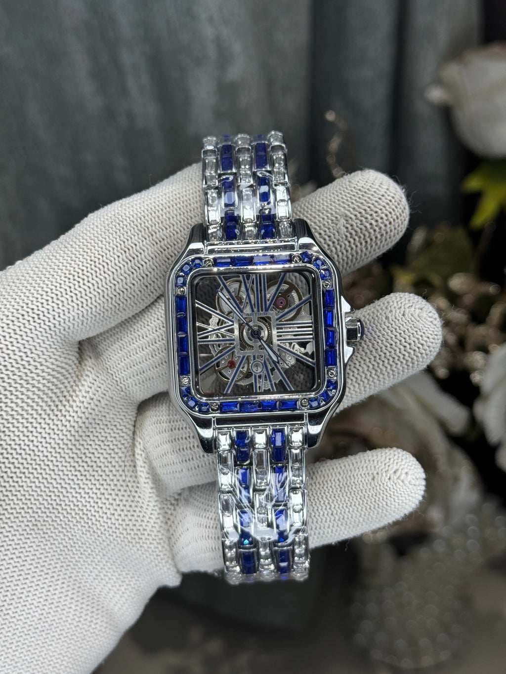 Cartie r Santos Diamond Silver Blue Premium Watch