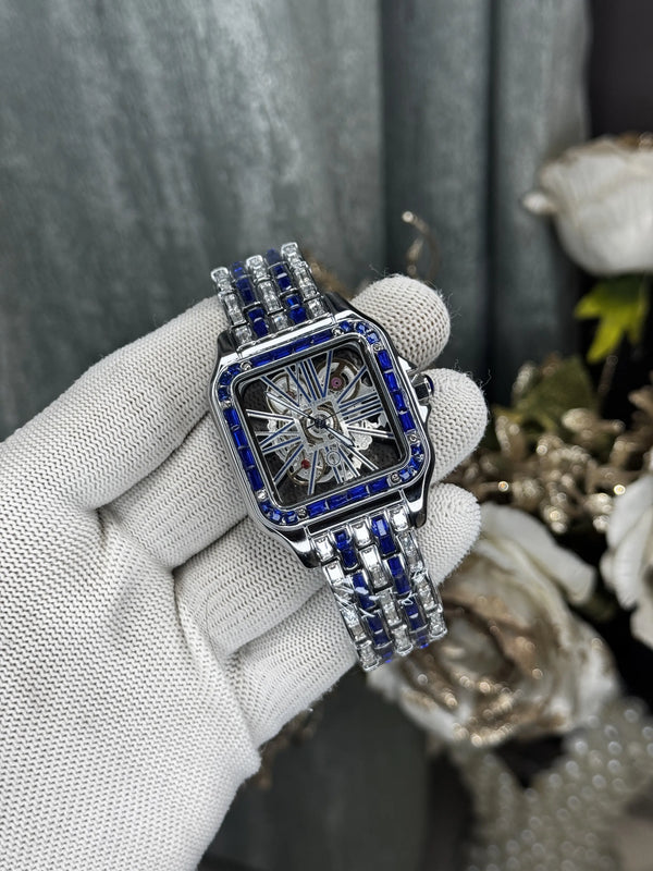 Cartie r Santos Diamond Silver Blue Premium Watch