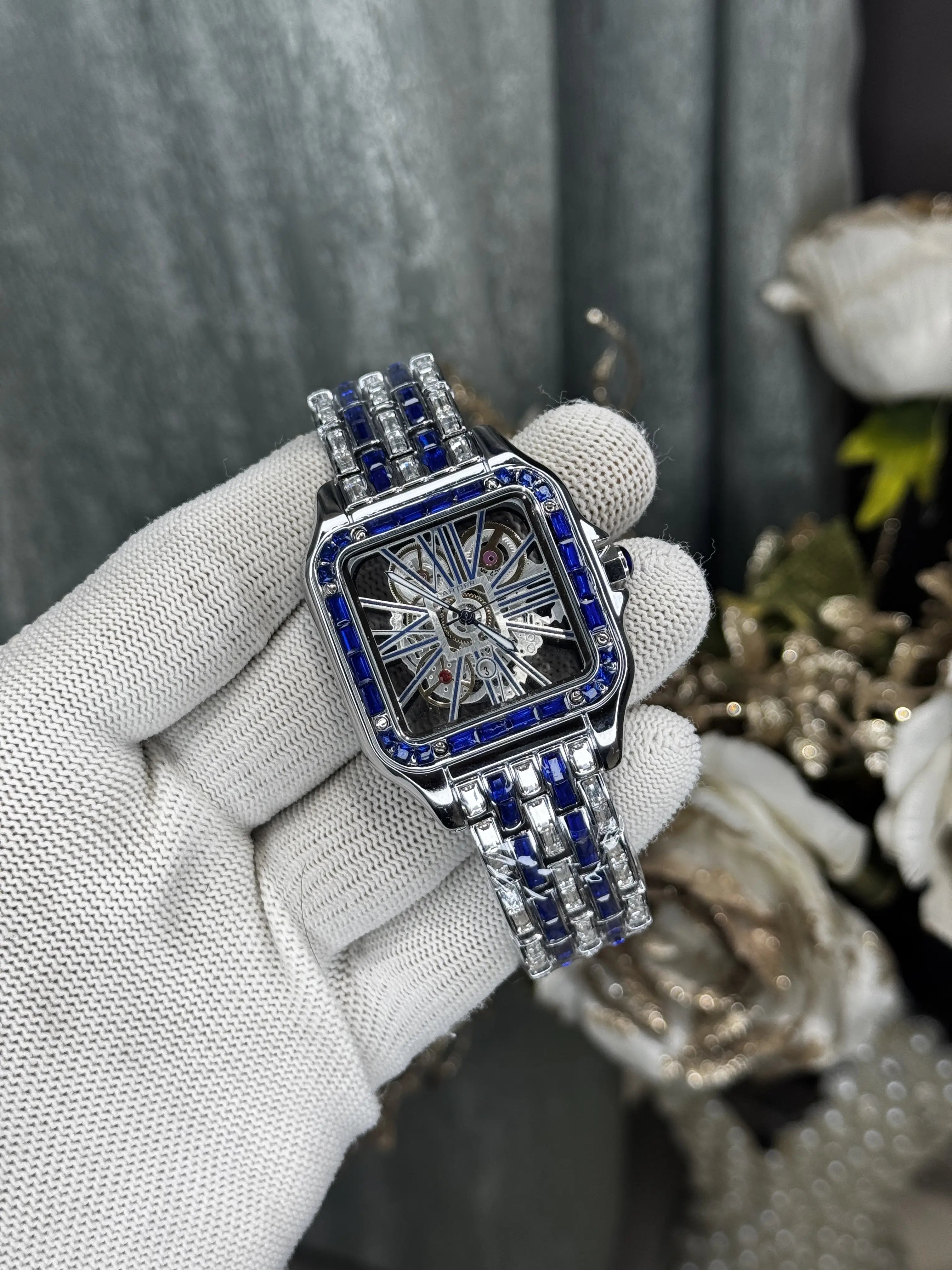 Cartie r Santos Diamond Silver Blue Premium Watch
