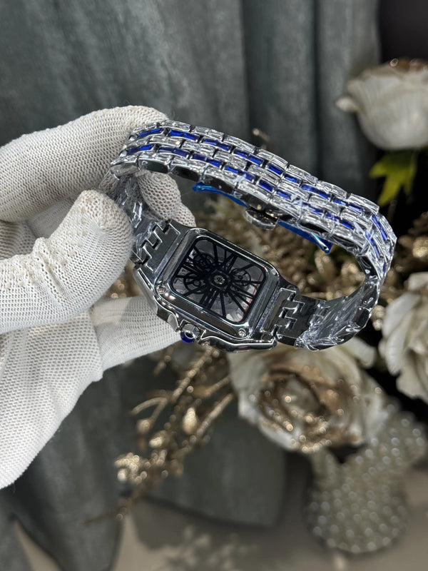Cartie r Santos Diamond Silver Blue Premium Watch