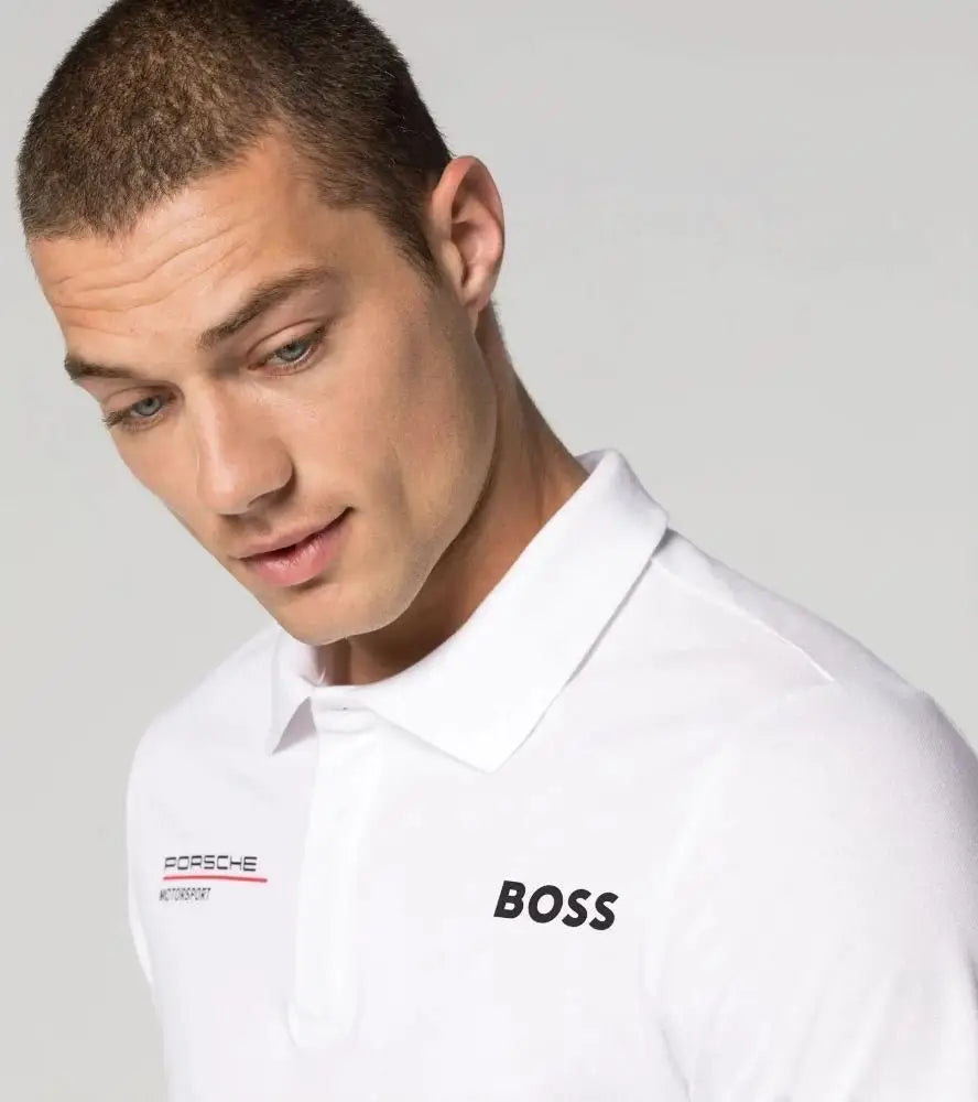 Hug o  Bos s White Porche Edition Premium Polo T-shirt