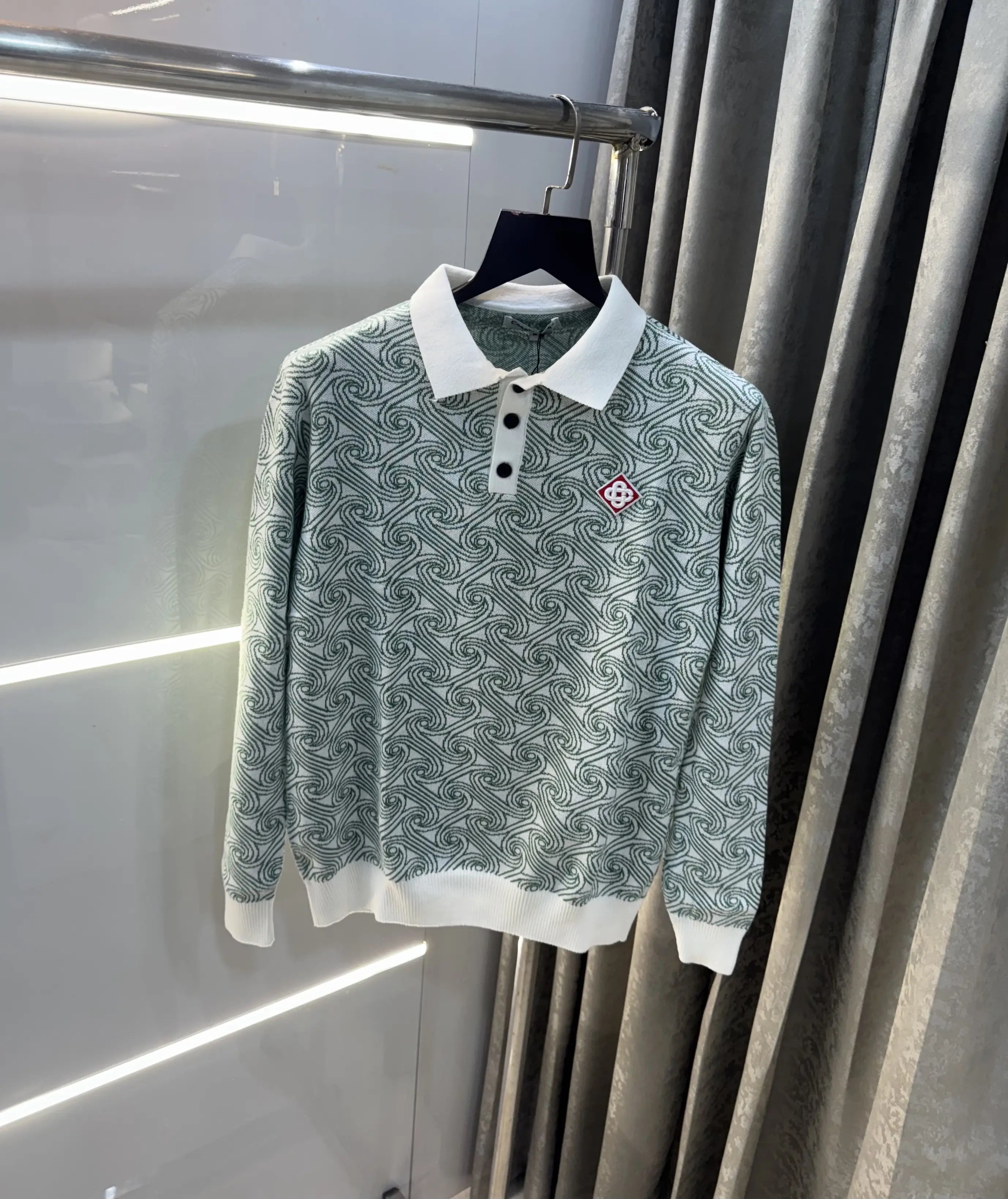 Casablanca White Green Knitted Imported Polo T-Shirt Main image