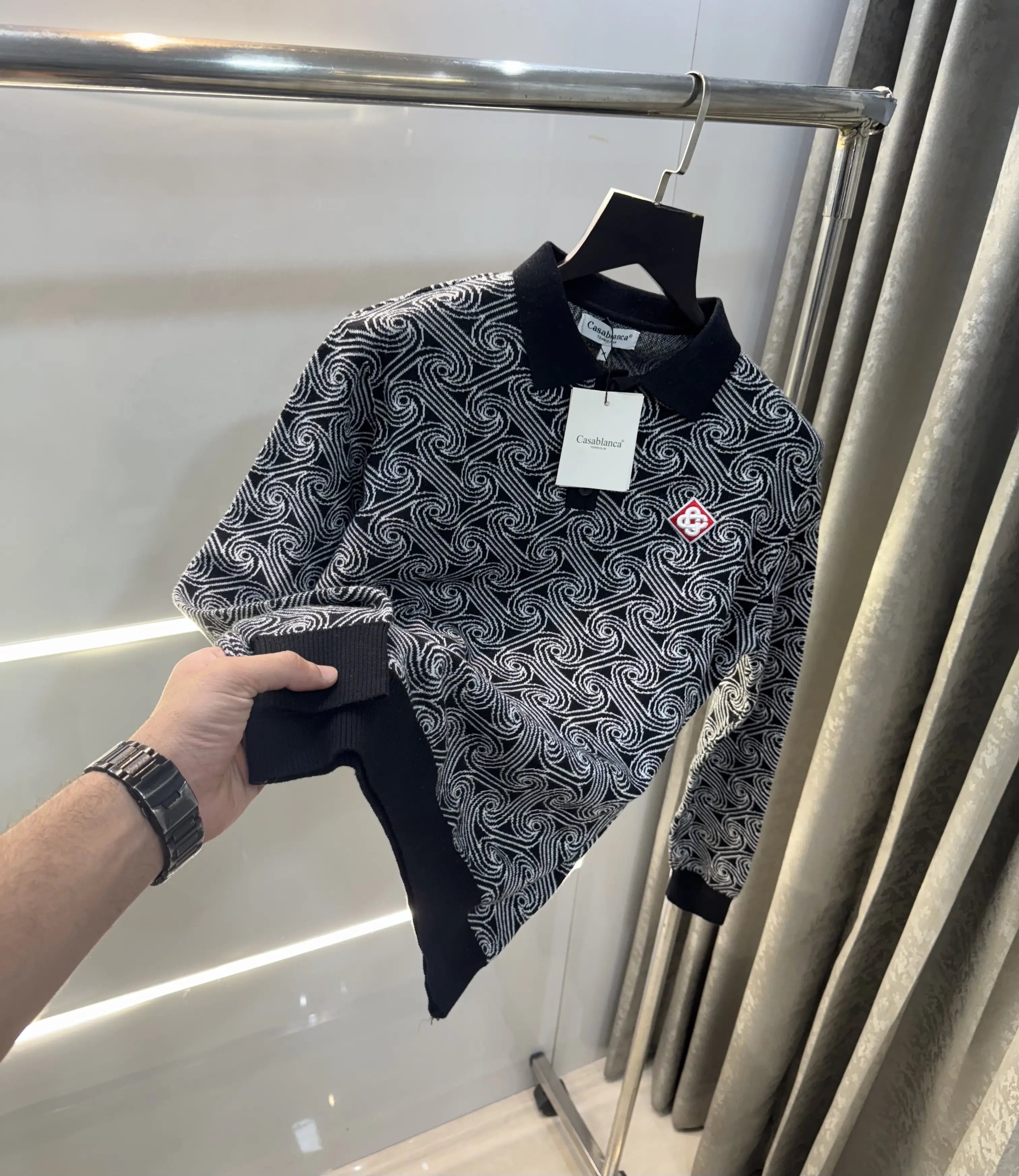 Casablanca Black Knitted Imported Polo T-Shirt Main image