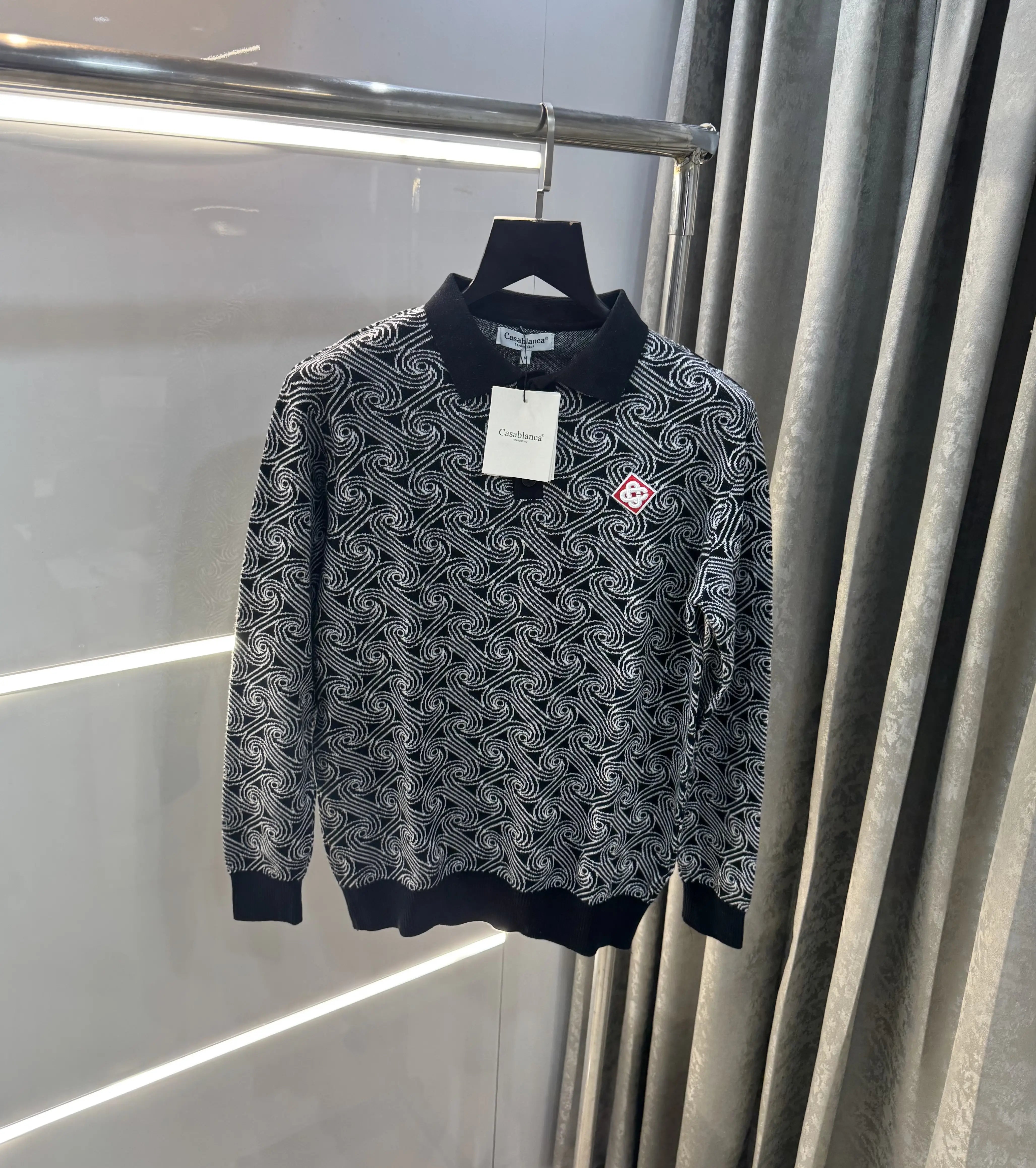 Casablanca Black Knitted Imported Polo T-Shirt Secondary image