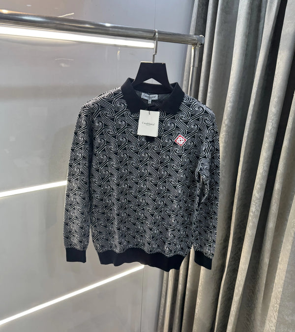 Casablanca Black Knitted Imported Polo T-Shirt