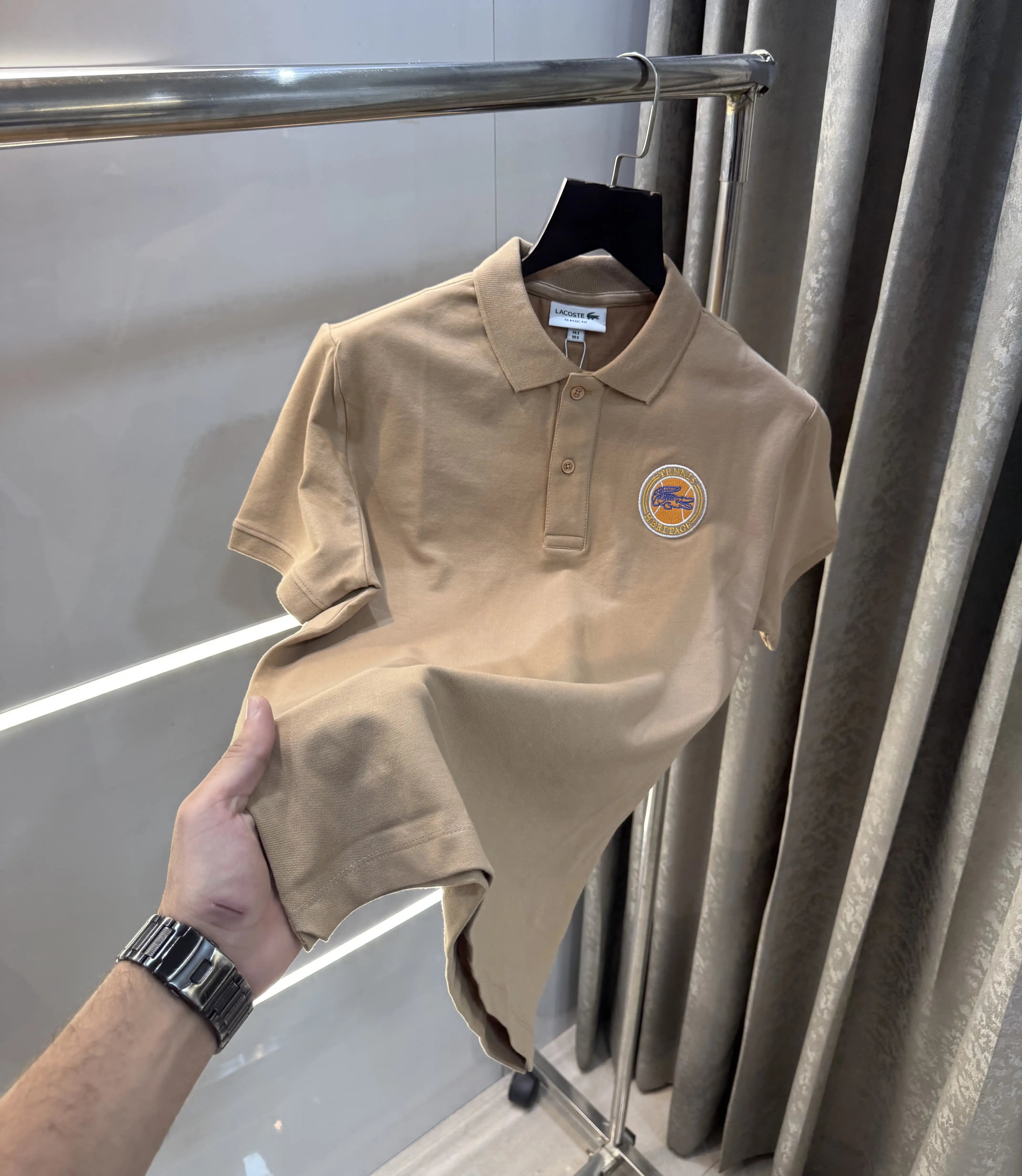 Lacost e Beige Logo Work Premium Polo T-Shirt Main image