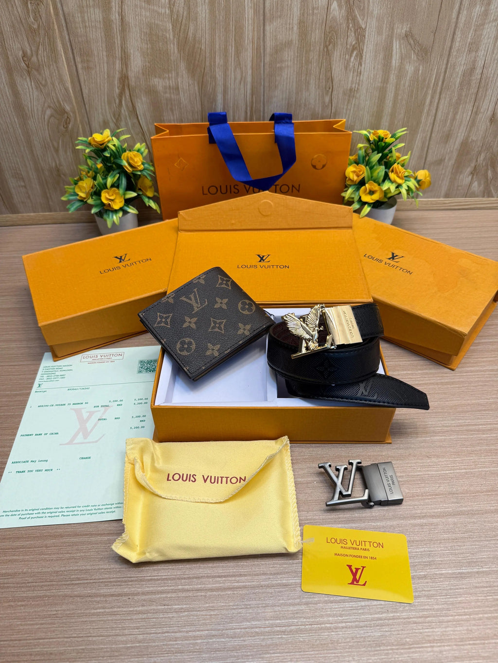 LOUIS_VUITTON_2 Buckle Belt & wallet Combo C441
