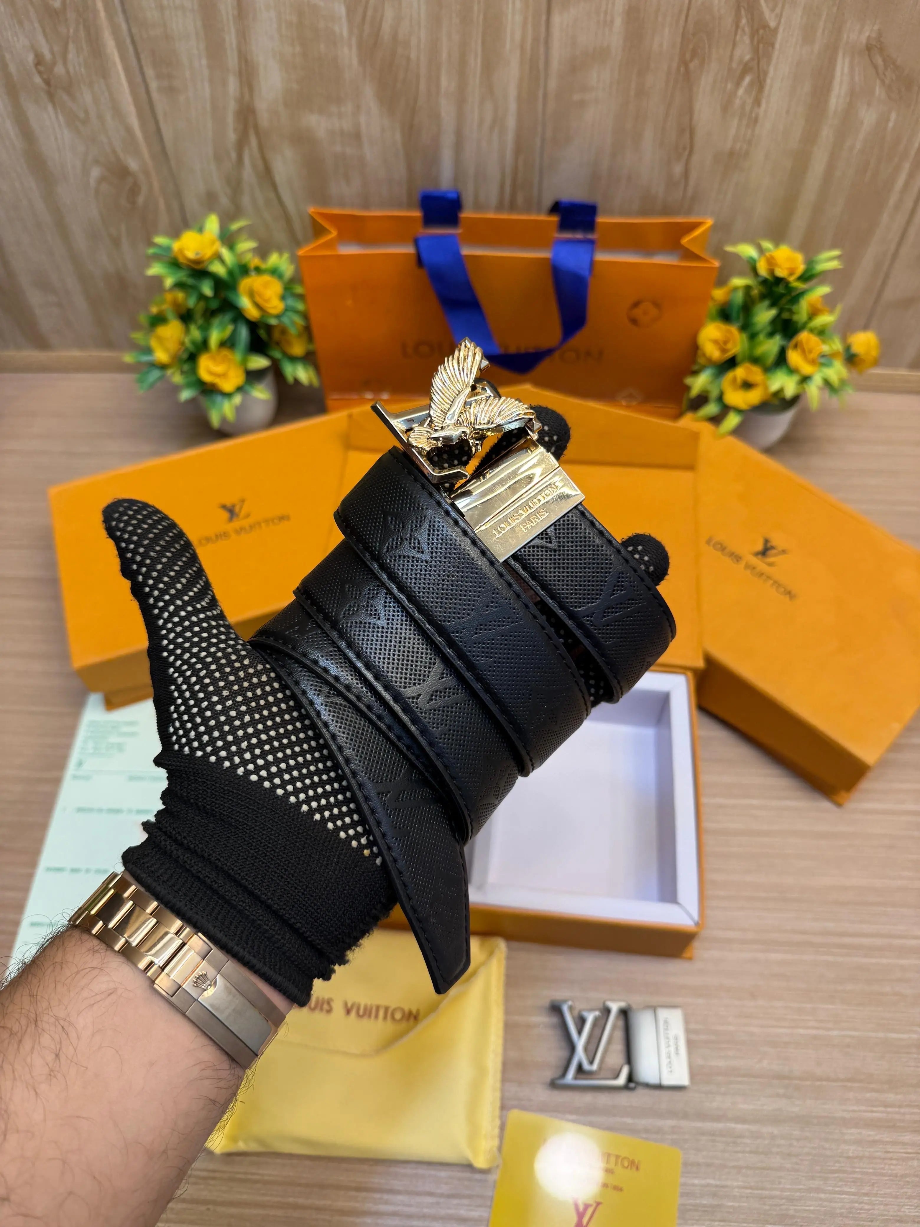 LOUIS_VUITTON_2 Buckle Belt & wallet Combo C441