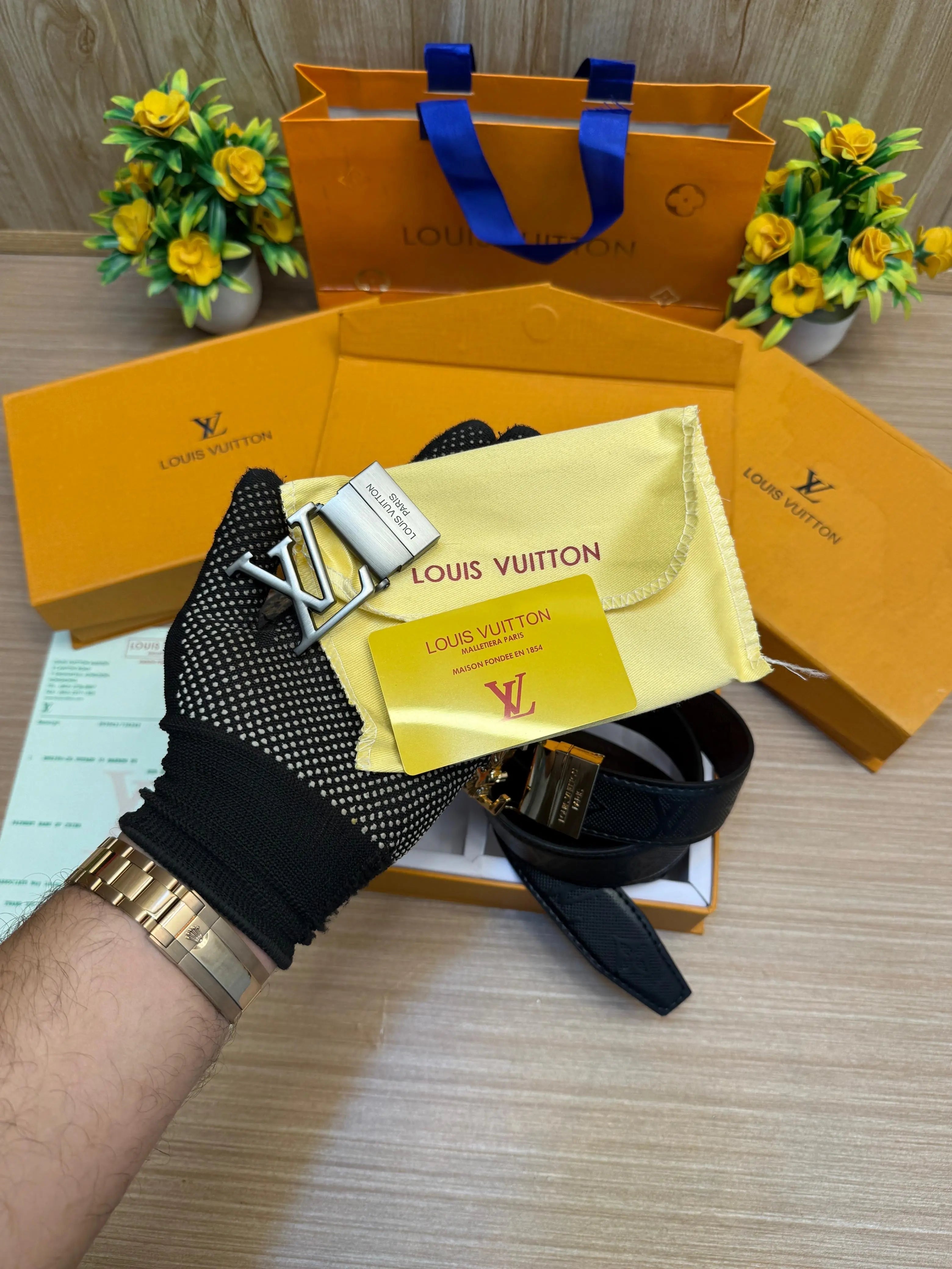 LOUIS_VUITTON_2 Buckle Belt & wallet Combo C441