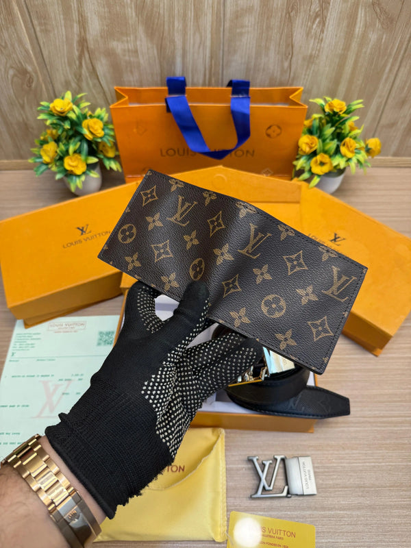 LOUIS_VUITTON_2 Buckle Belt & wallet Combo C441