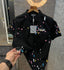 Christian Dio r Black Embroidery Logo Imported Oversized T-Shirt