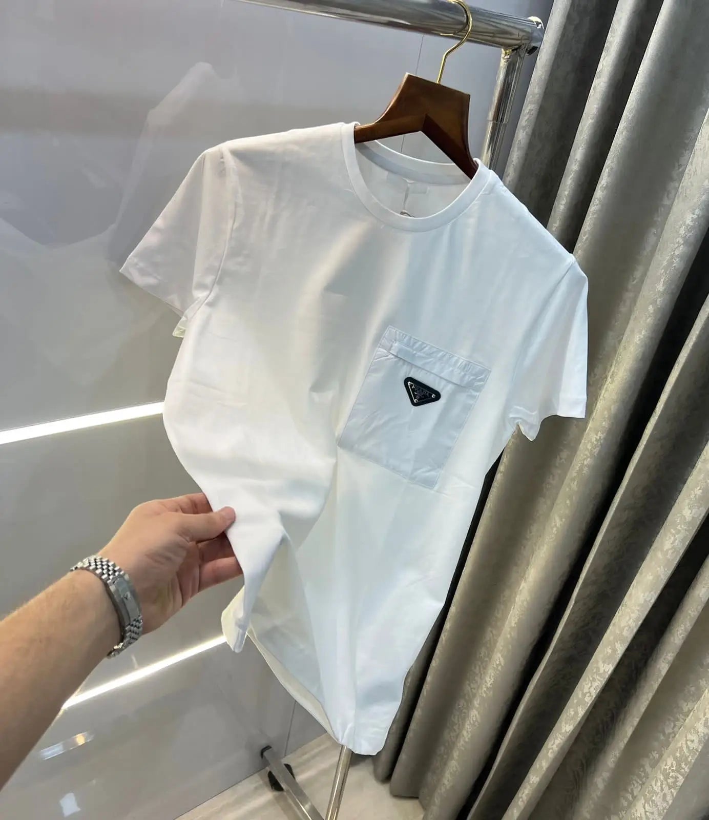 Prad a Milano White steel Logo Print Imported T-Shirt