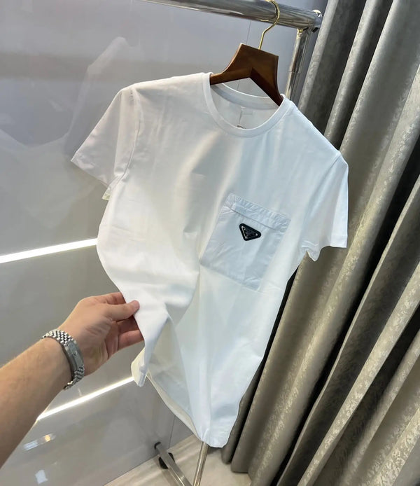 Prad a Milano White steel Logo Print Imported T-Shirt