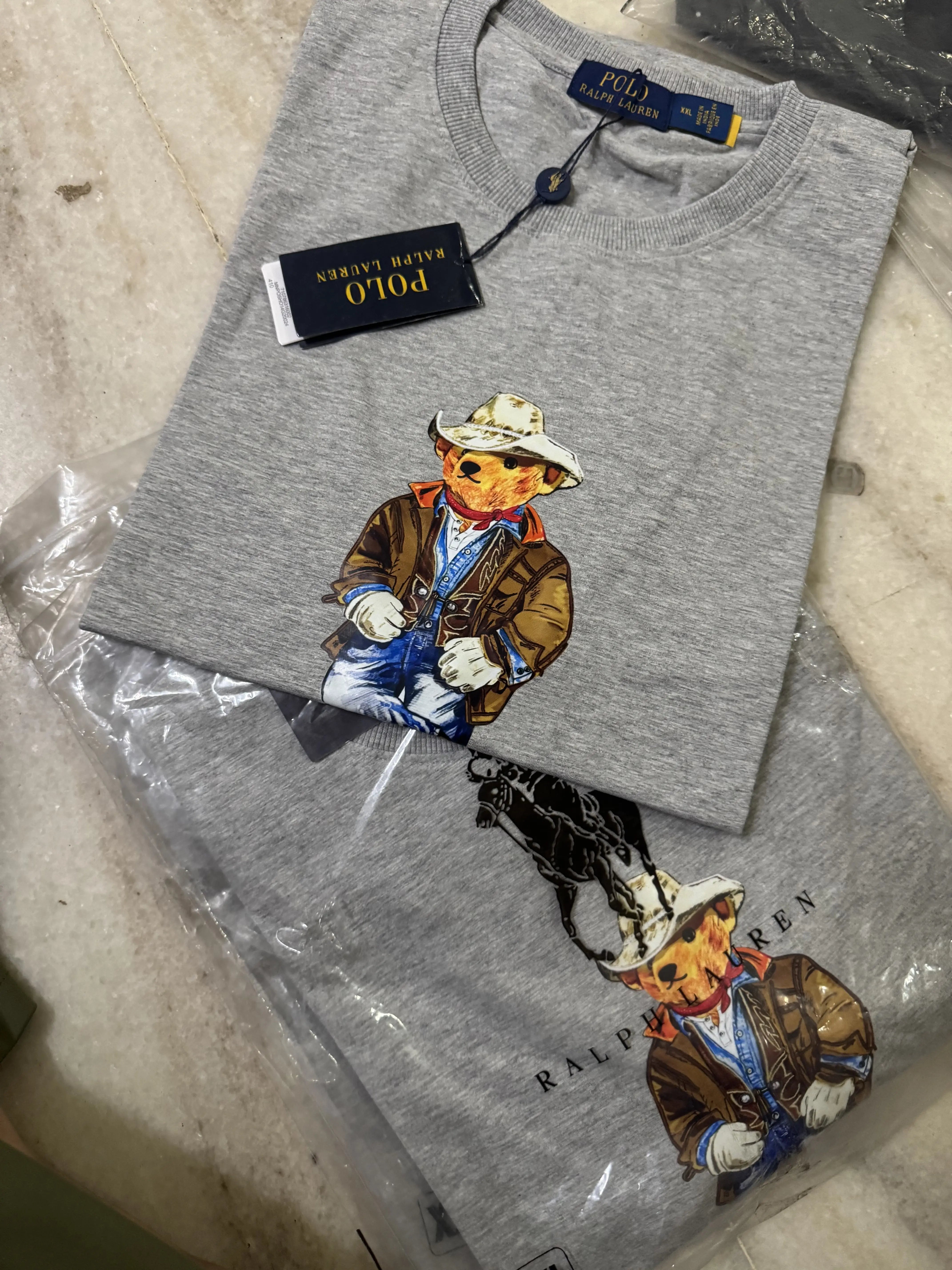 Ralp h lauren Grey New Teddy Logo Premium T-Shirt Main image